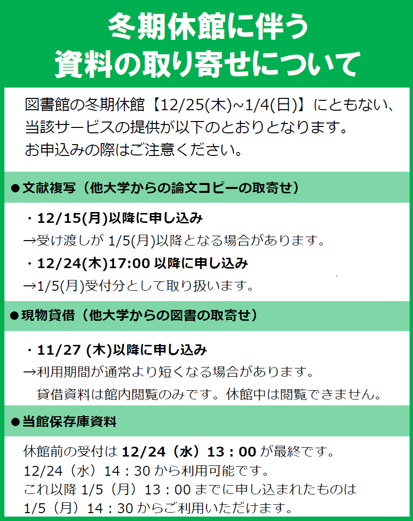 Copy_冬期休館中のILL停止について（2025）